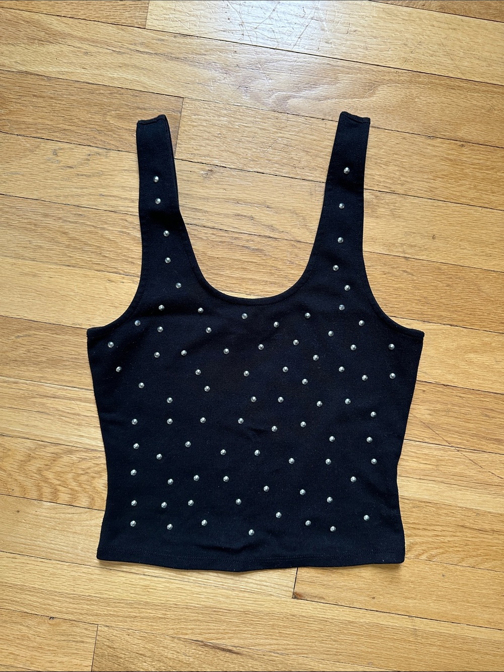 Sparkle & Fade Black Studded Tank Top